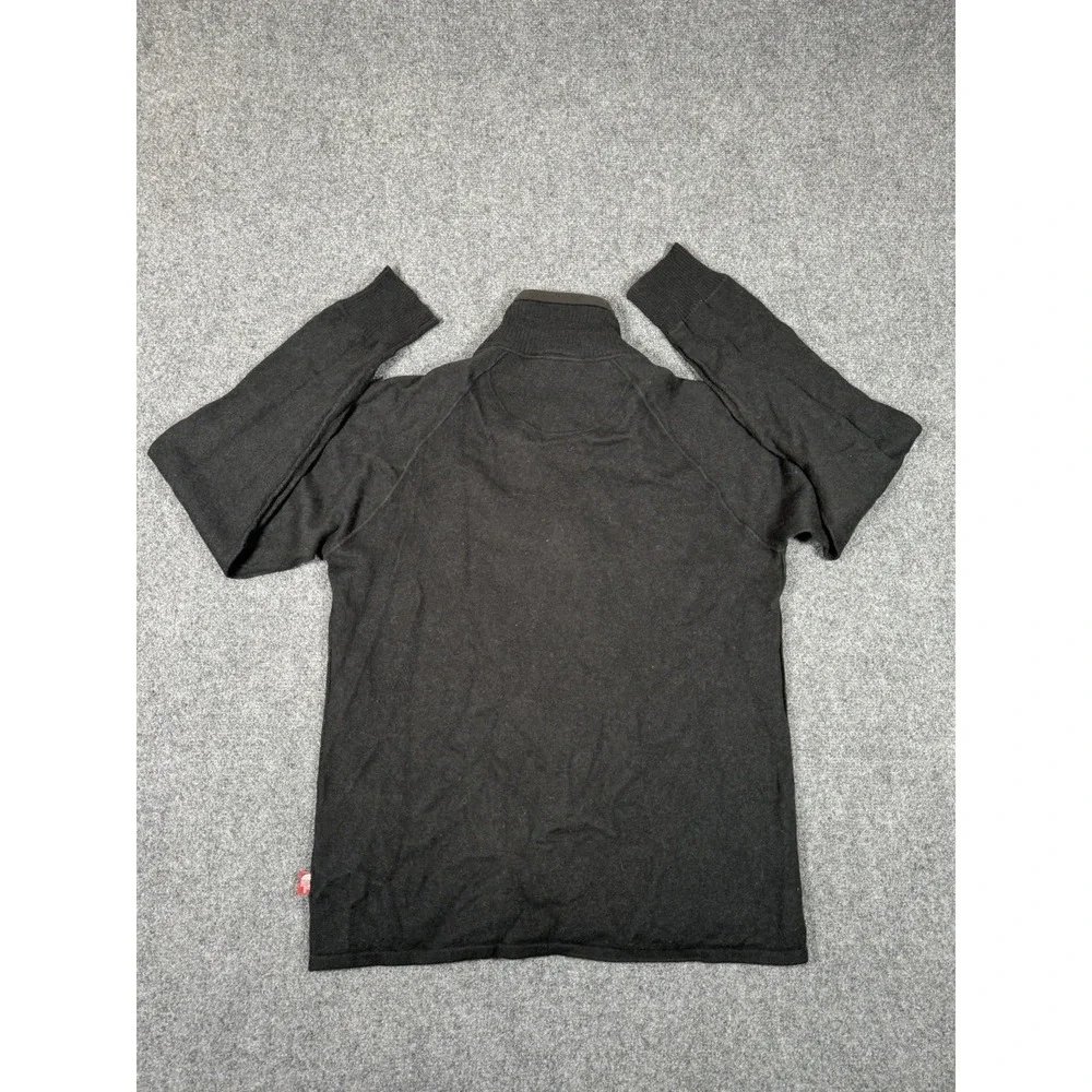 North Face Sweater Mens Medium Long Sleeve 1/4 Zip Black Wool  Pullover